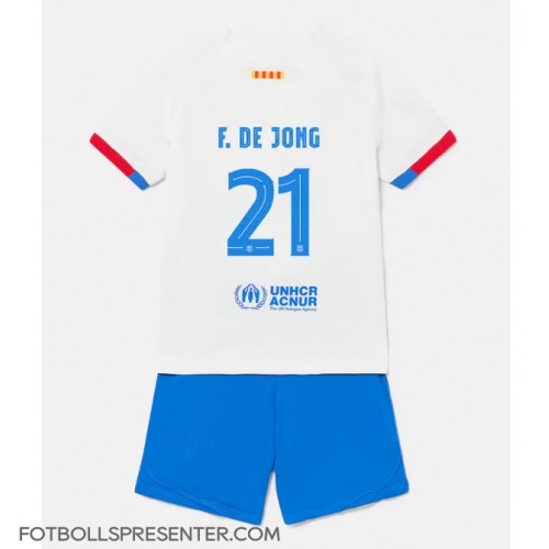 Barcelona Frenkie de Jong #21 Bortatröja Barn 2023-24 Kortärmad (+ korta byxor)